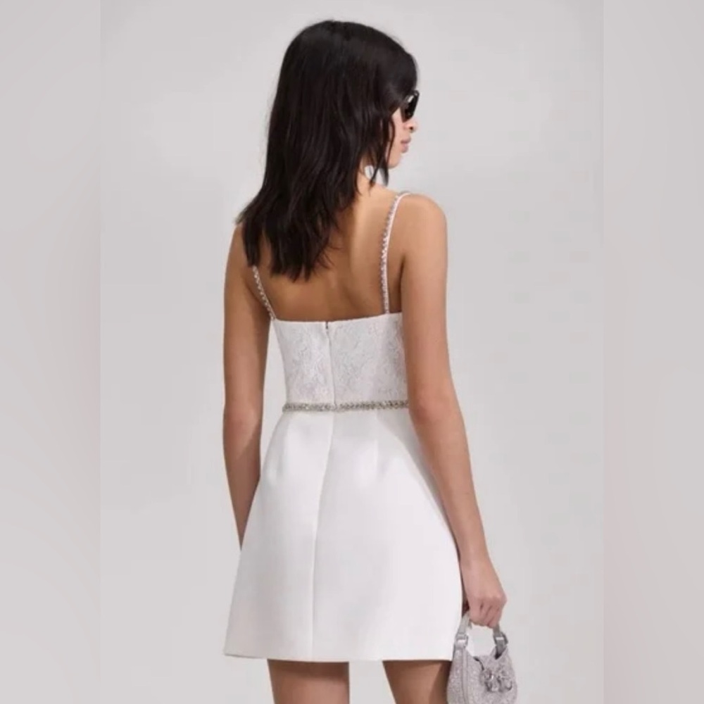 NWT US4 Self-Portrait White Lace Bodice Mini Dress - Picture 5 of 11